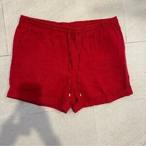 Ellen Tracy 100% Linen Red Shorts